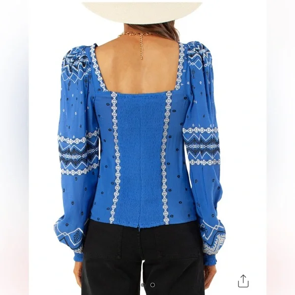 Hale Bob Hassina Embroidery Top in Blue, Size Small - Picture 5 of 16